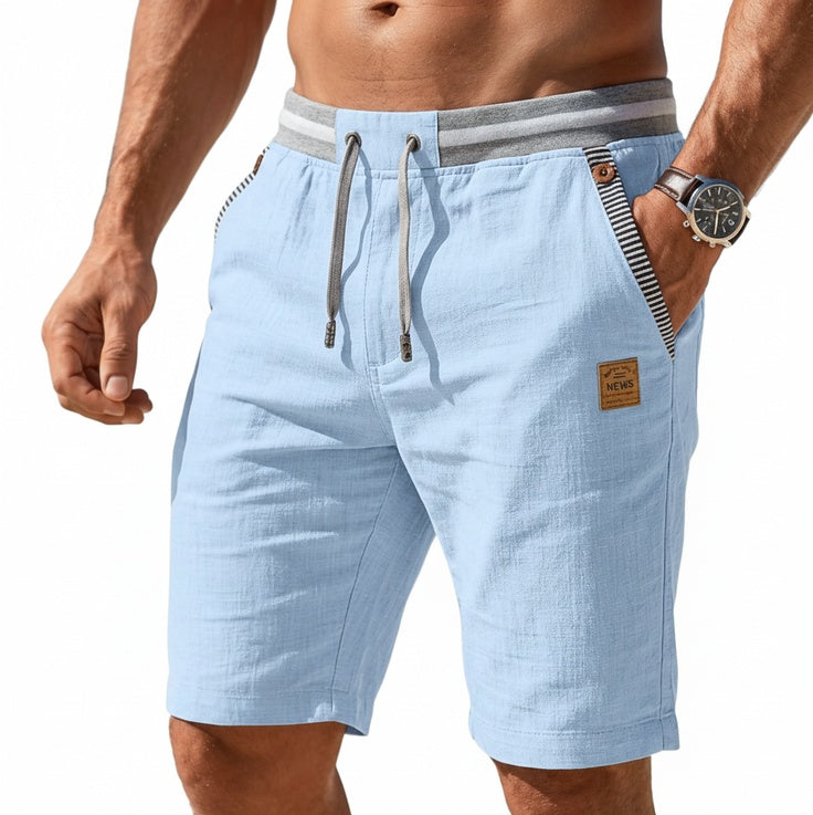 Men's Casual Shorts with Drawstring Waist and Striped Pocket Trim