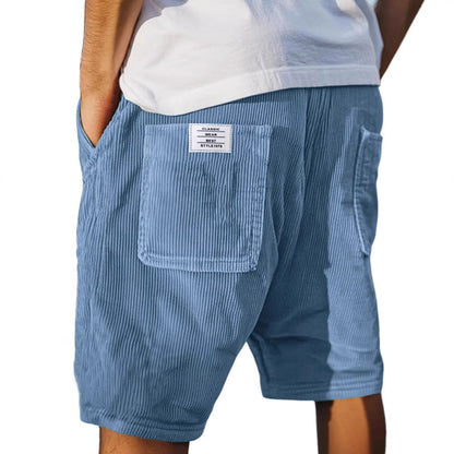 Men's Casual Shorts with Elastic Waistband and Patch Pocket