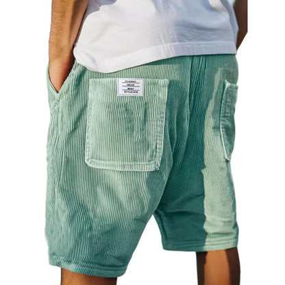 Men's Casual Shorts with Elastic Waistband and Patch Pocket