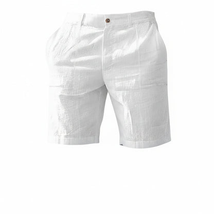Men's Casual Shorts with Flat Front and Button Closure