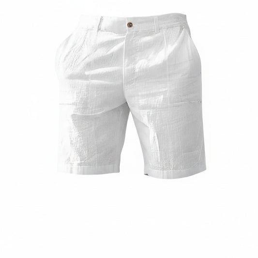 Men's Casual Shorts with Flat Front and Button Closure