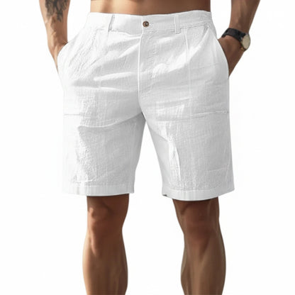 Men's Casual Shorts with Relaxed Fit and Button Closure