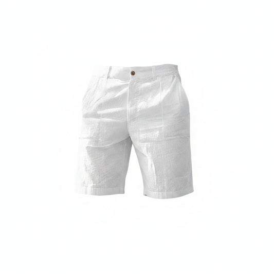 Men's Casual Shorts with Side Pockets and Button-Zip Closure