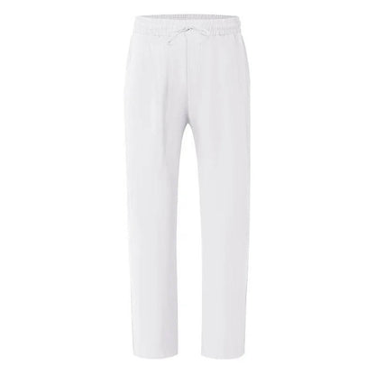 Men's Casual Straight Leg Trousers with Elastic Drawstring Waist and Deep Pockets