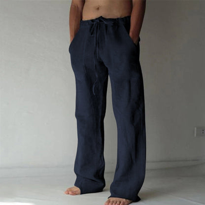 Men's Casual Trousers with Drawstring Waist and Side Pockets
