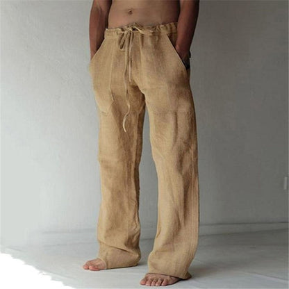 Men's Casual Trousers with Drawstring Waist and Side Pockets