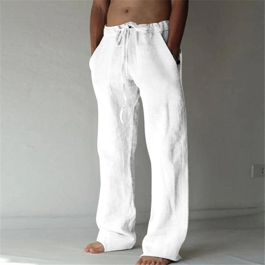 Men's Casual Trousers with Drawstring Waist and Side Pockets
