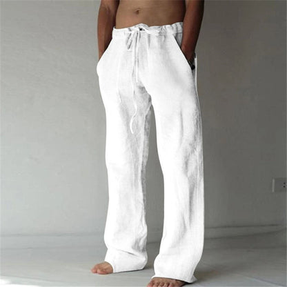Men's Casual Trousers with Drawstring Waist and Side Pockets