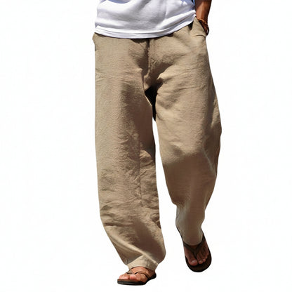 Men's Casual Trousers with Drawstring Waist and Wide Leg