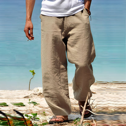 Men's Casual Trousers with Drawstring Waist and Wide Leg