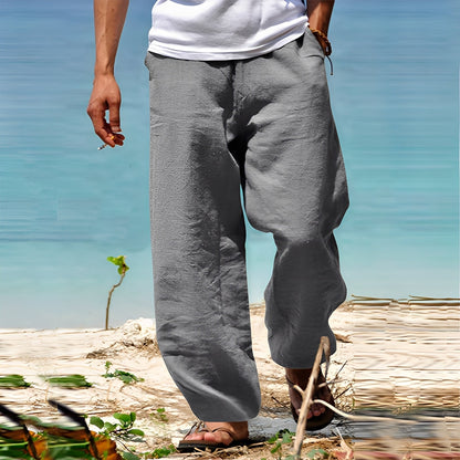 Men's Casual Trousers with Drawstring Waist and Wide Leg