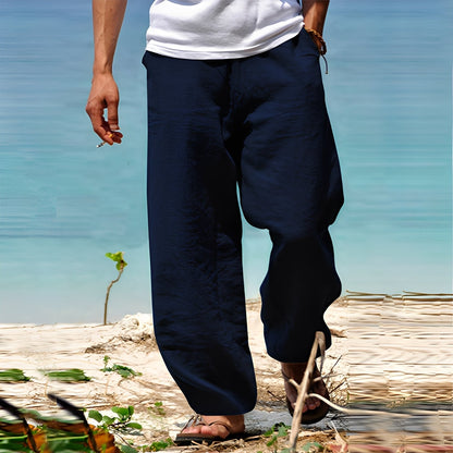 Men's Casual Trousers with Drawstring Waist and Wide Leg