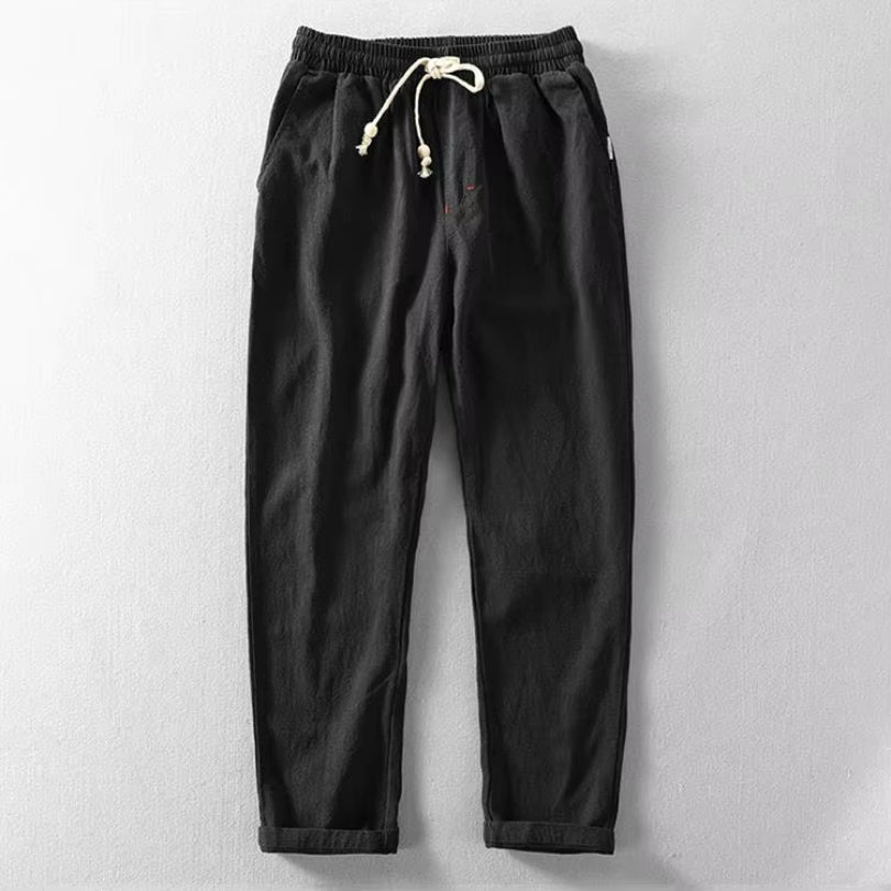 Men's Casual Trousers with Elastic Waist and Drawstring