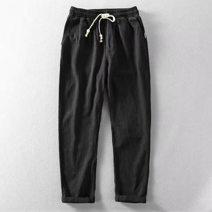 Men's Casual Trousers with Elastic Waist and Drawstring