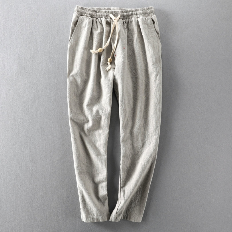 Men's Casual Trousers with Elastic Waist and Drawstring
