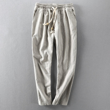 Men's Casual Trousers with Elastic Waist and Drawstring