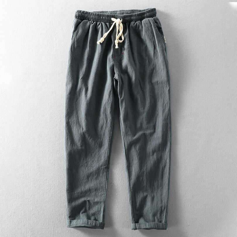 Men's Casual Trousers with Elastic Waist and Drawstring