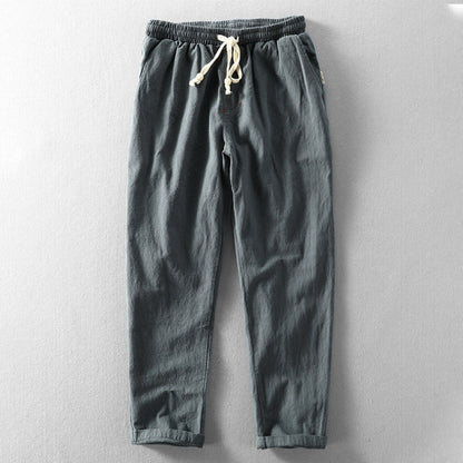 Men's Casual Trousers with Elastic Waist and Drawstring