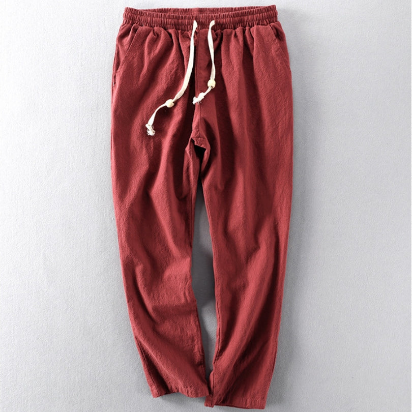 Men's Casual Trousers with Elastic Waist and Drawstring