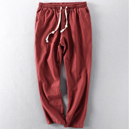 Men's Casual Trousers with Elastic Waist and Drawstring