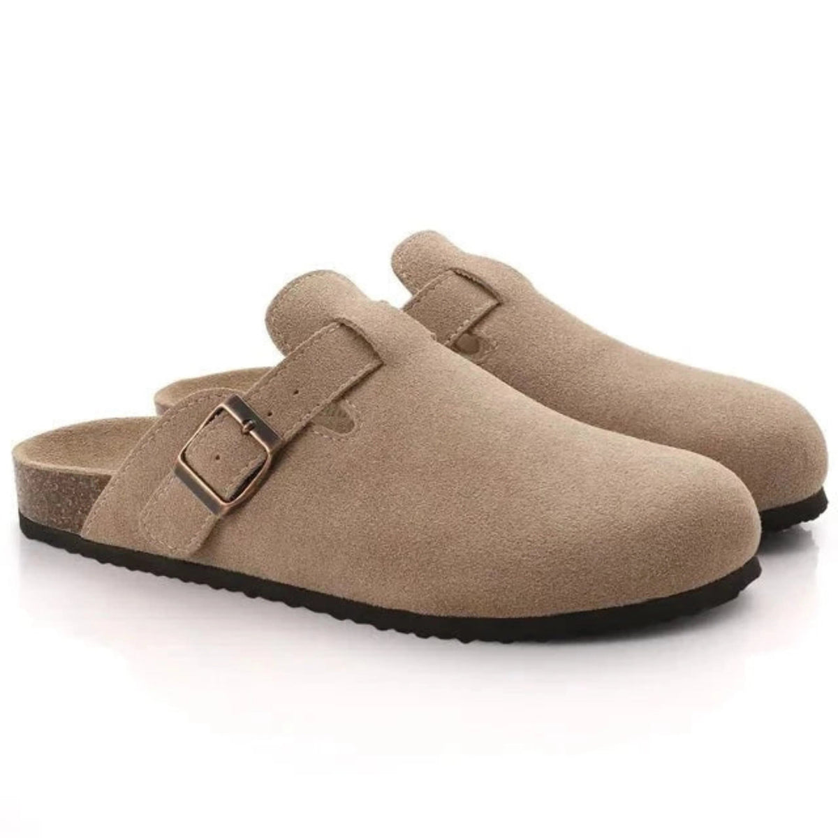 Men's Clogs with Buckle Strap and Cork Sole