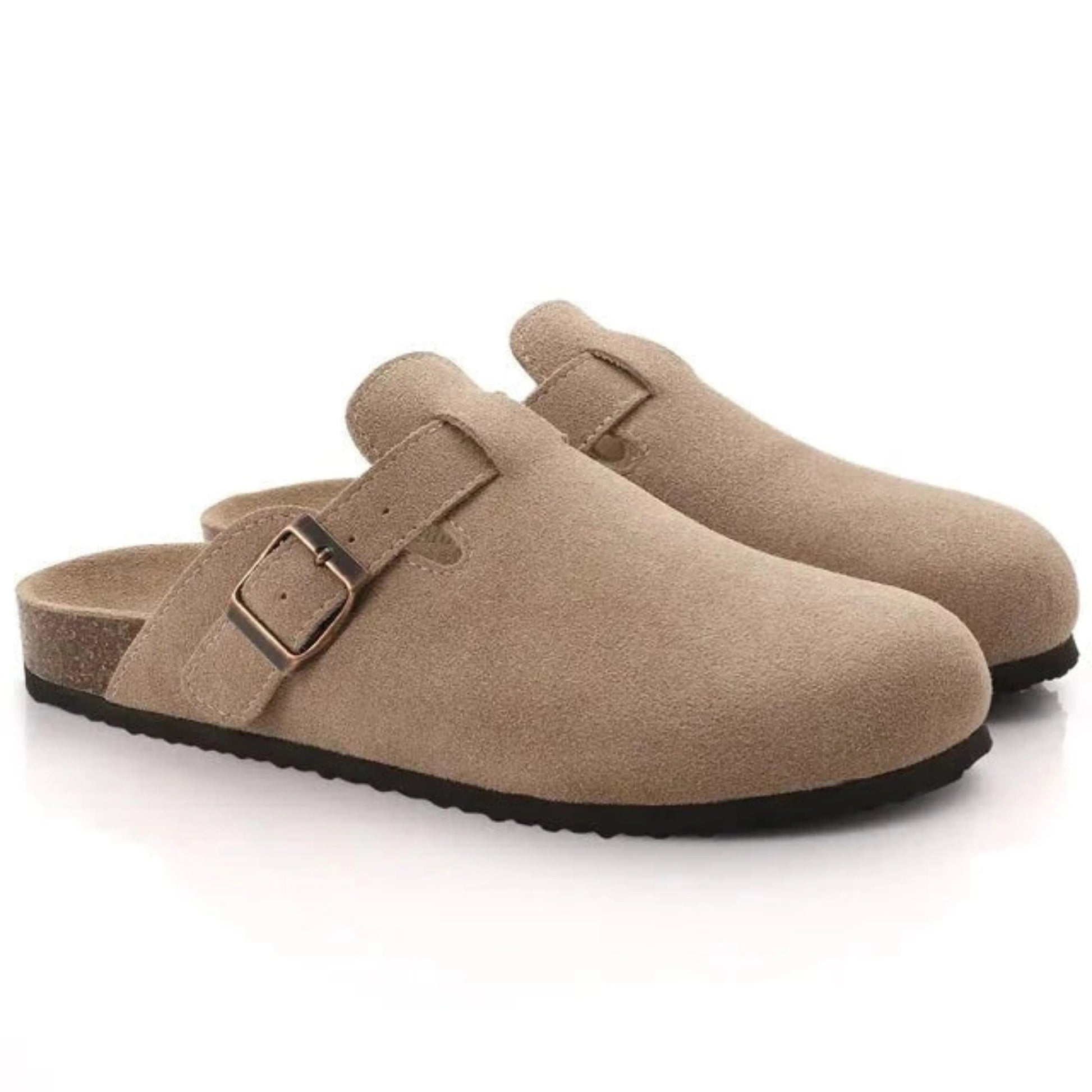 Men's Clogs with Buckle Strap and Cork Sole