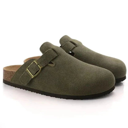 Men's Clogs with Buckle Strap and Cork Sole