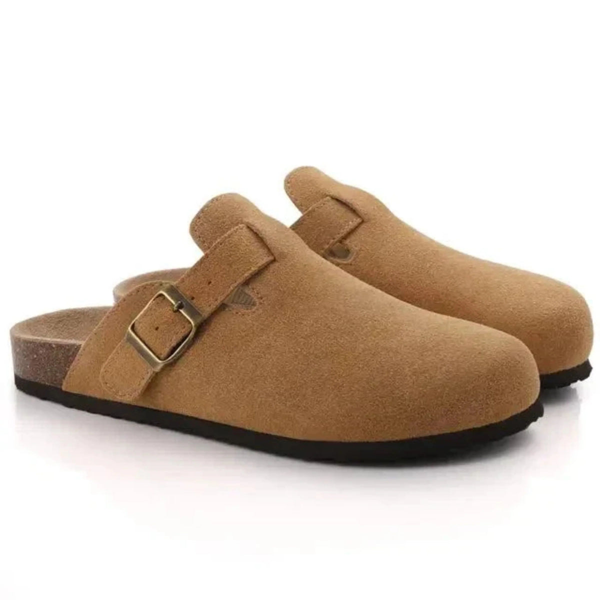 Men's Clogs with Buckle Strap and Cork Sole