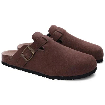 Men's Clogs with Buckle Strap and Cork Sole