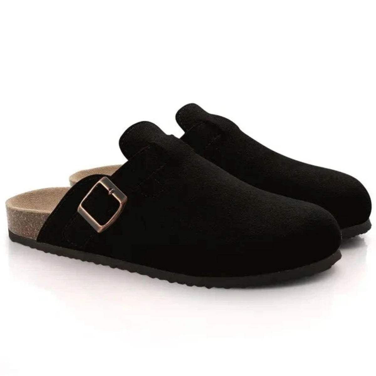 Men's Clogs with Buckle Strap and Cork Sole