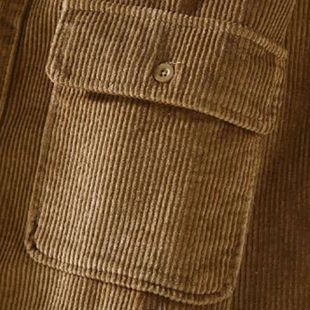Men's Corduroy Shacket with Sherpa Lining and Chest Pockets