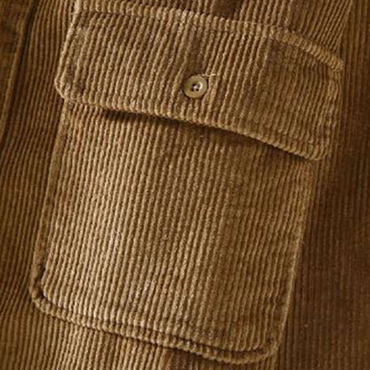 Men's Corduroy Shacket with Sherpa Lining and Chest Pockets