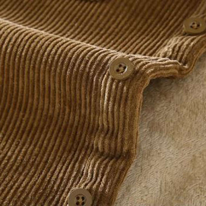 Men's Corduroy Shacket with Sherpa Lining and Chest Pockets