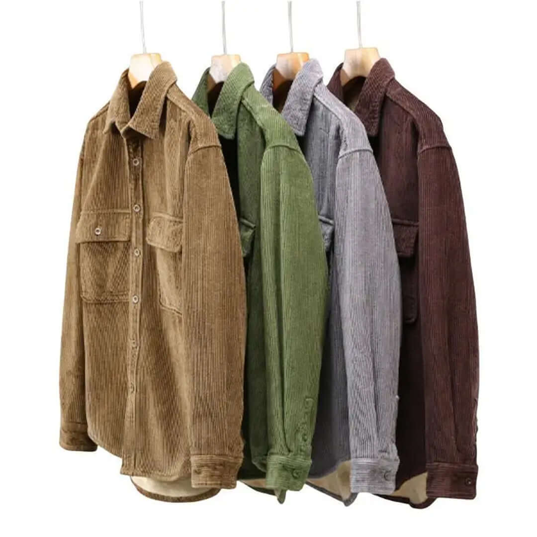 Men's Corduroy Shacket with Sherpa Lining and Chest Pockets