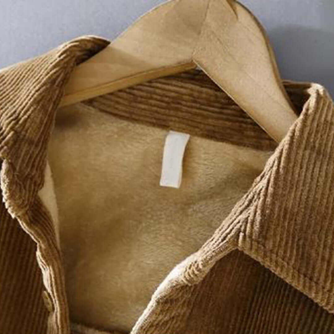 Men's Corduroy Shacket with Sherpa Lining and Chest Pockets
