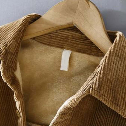 Men's Corduroy Shacket with Sherpa Lining and Chest Pockets