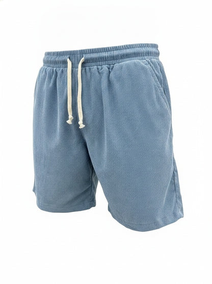 Men's Corduroy Shorts with Drawstring Waist and Relaxed Fit