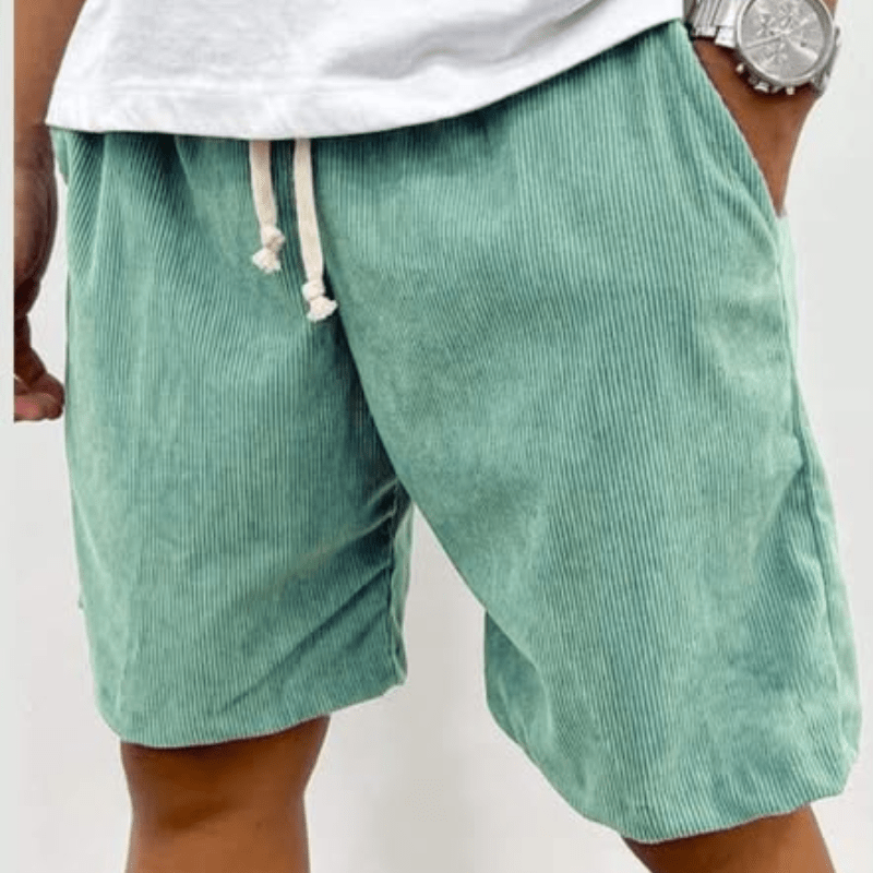 Men's Corduroy Shorts with Drawstring Waist and Relaxed Fit