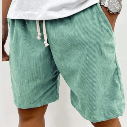 Men's Corduroy Shorts with Drawstring Waist and Relaxed Fit