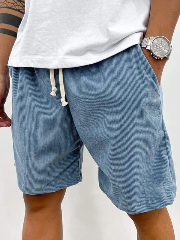 Men's Corduroy Shorts with Drawstring Waist and Relaxed Fit