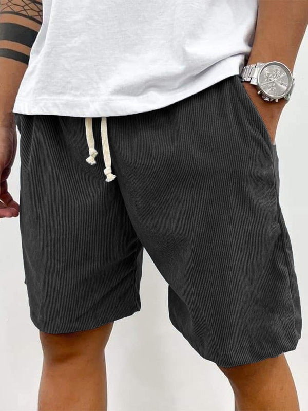 Men's Corduroy Shorts with Drawstring Waist and Relaxed Fit
