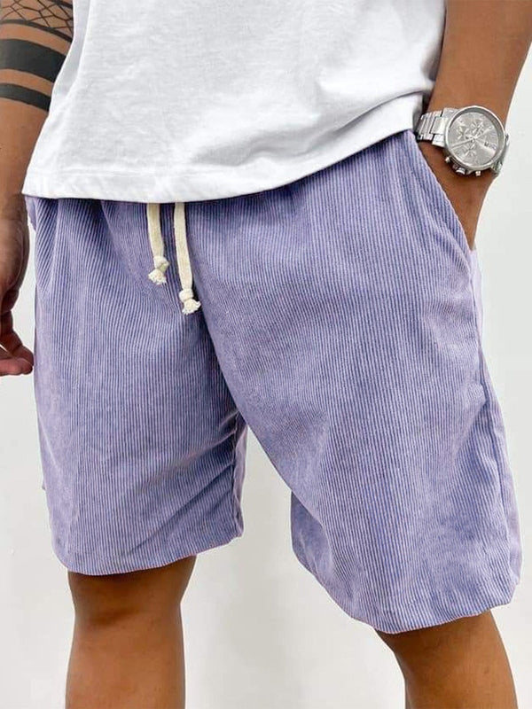 Men's Corduroy Shorts with Drawstring Waist and Relaxed Fit