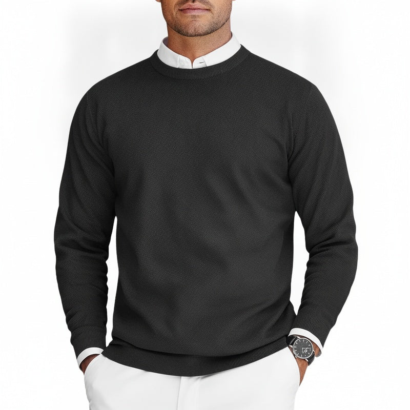 Men's Crew Neck Sweater with Long Sleeves and Regular Fit
