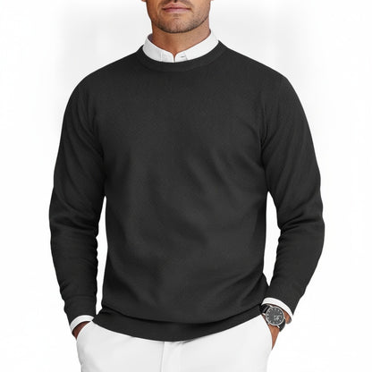 Men's Crew Neck Sweater with Long Sleeves and Regular Fit