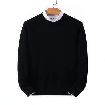 Men's Crew Neck Sweater with Long Sleeves and Regular Fit