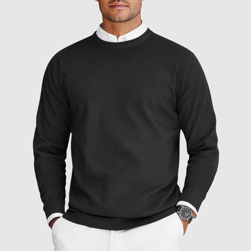 Men's Crew Neck Sweater with Long Sleeves and Regular Fit