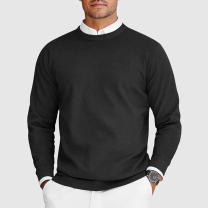 Men's Crew Neck Sweater with Long Sleeves and Regular Fit