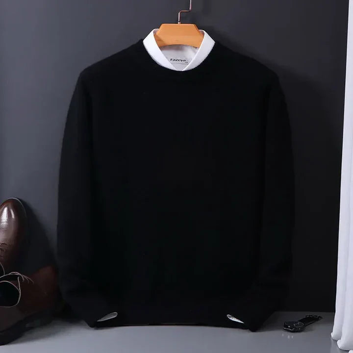 Men's Crew Neck Sweater with Long Sleeves and Regular Fit
