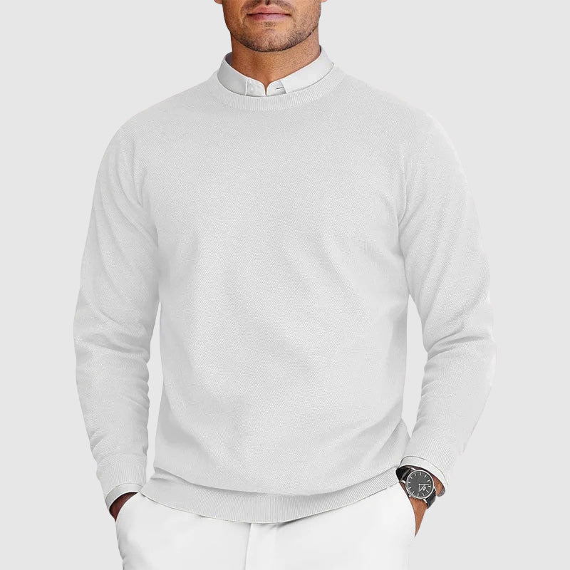 Men's Crew Neck Sweater with Long Sleeves and Regular Fit