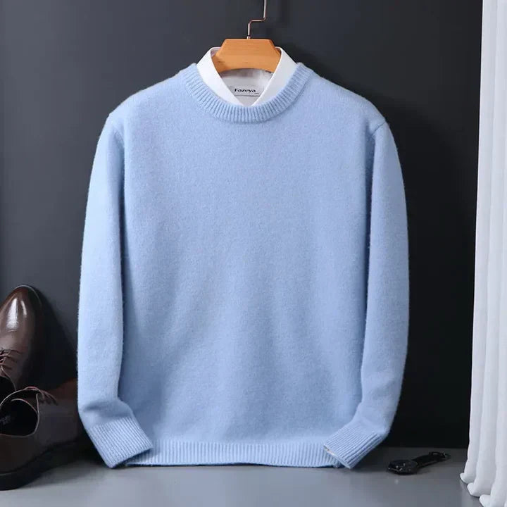 Men's Crew Neck Sweater with Long Sleeves and Regular Fit